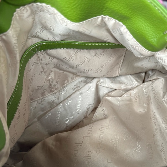 Tignanello lime green pebbled leather shoulder bag purse - Picture 6 of 7